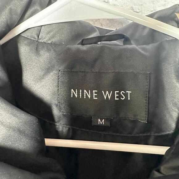 Nine West Coat Womens Medium Black Down Feather Pillow Collar Puffer - Picture 2 of 6